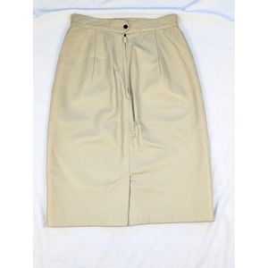 Cream Leather Midi Skirt‎ Women's 6 High Waisted A-Line Minimalist Quiet luxury